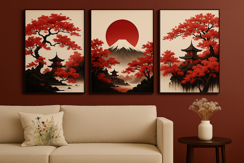 Quadro Decorativo Sakura Vermelha