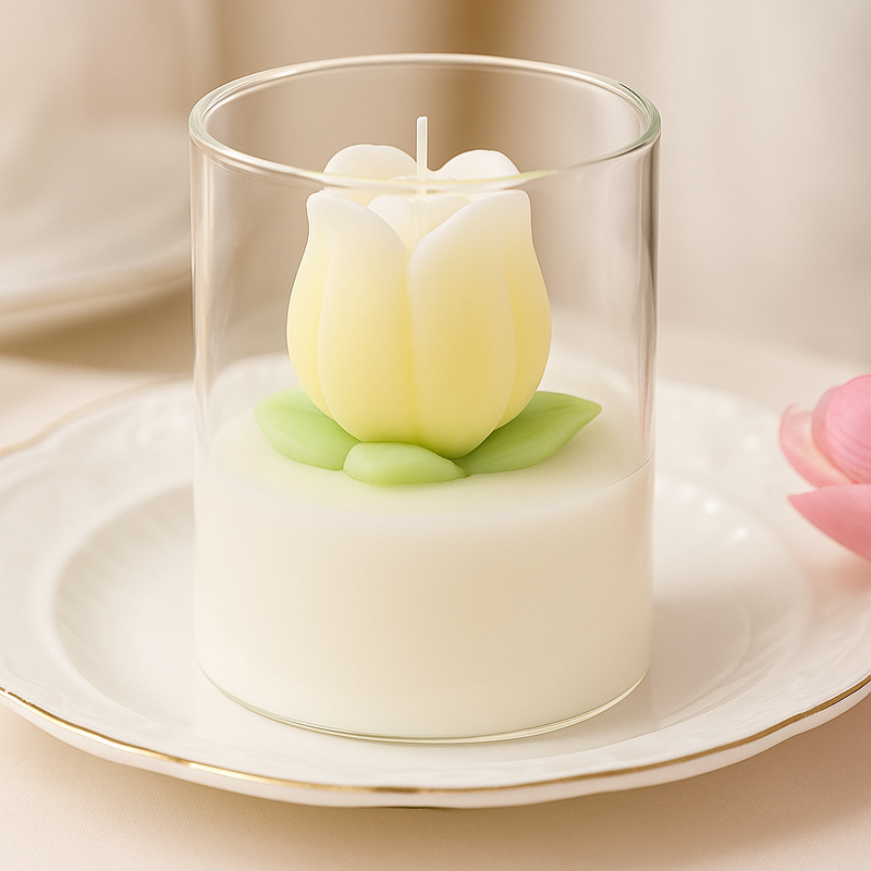 Vela decorativa de tulipa Luz Botânica
