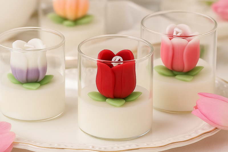 Vela decorativa de tulipa Luz Botânica