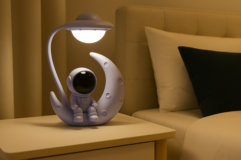 Luminária de astronauta lunar com entrada USB