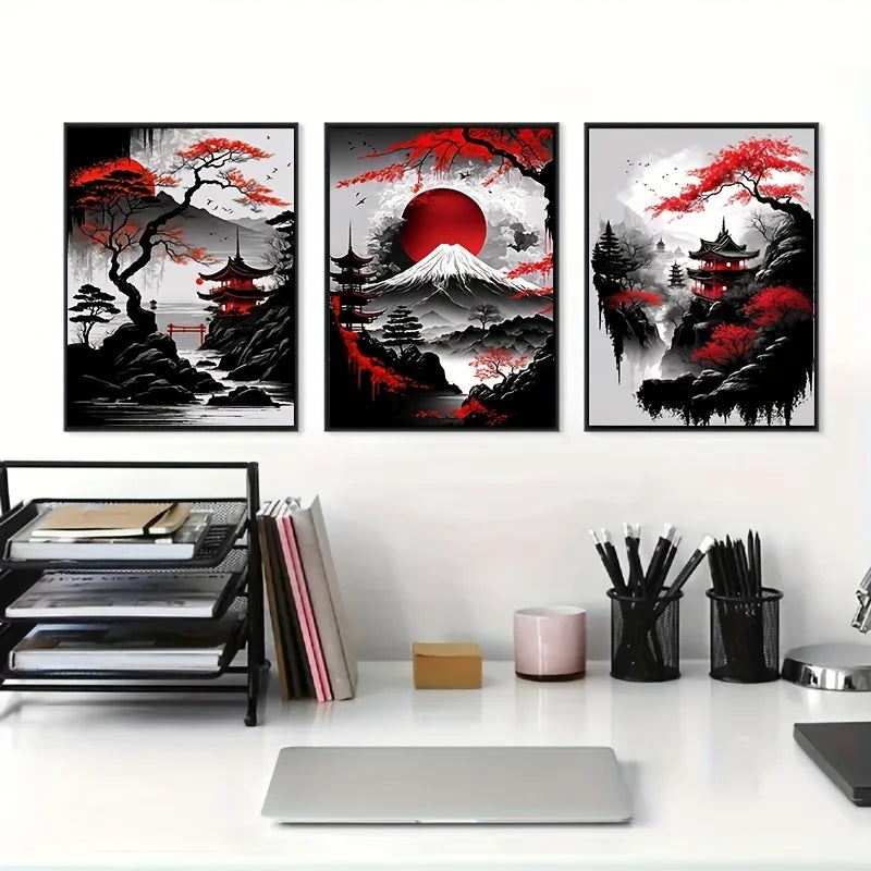 Quadro Decorativo Sakura Vermelha