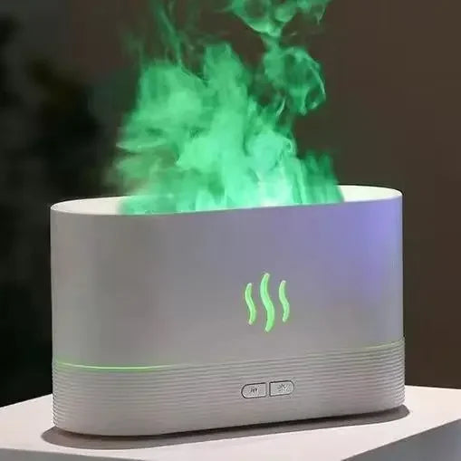 Umidificador de ar com LED, fragrância de chama colorida