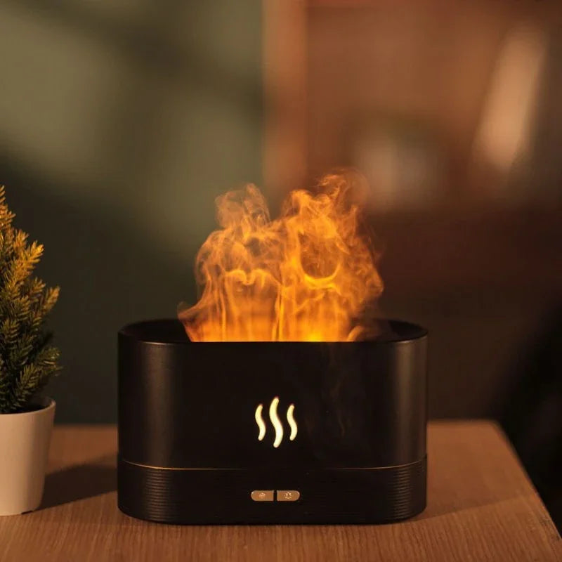 Umidificador de ar com LED, fragrância de chama colorida
