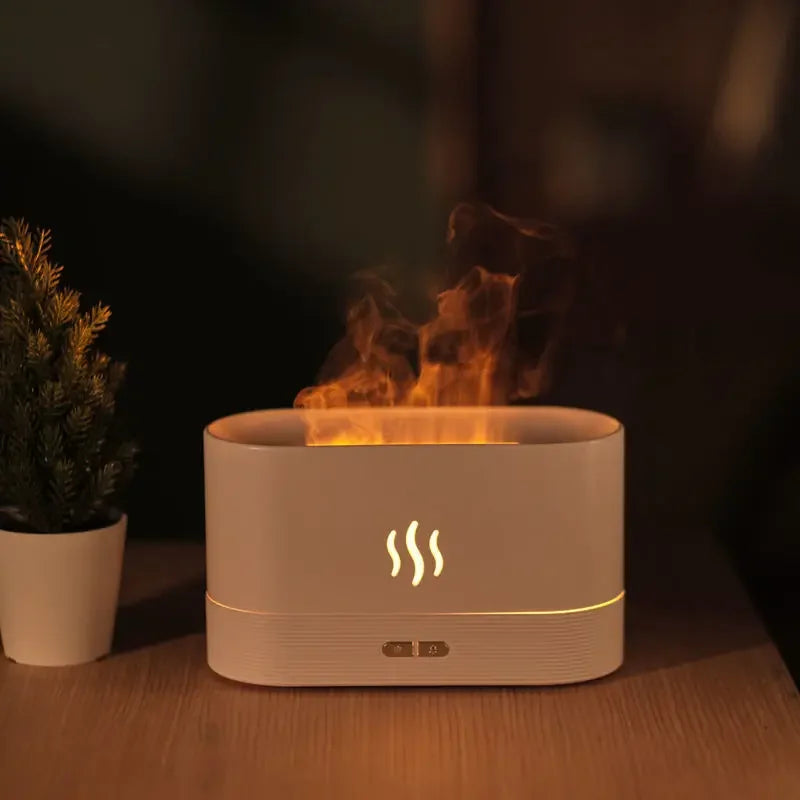 Umidificador de ar com LED, fragrância de chama colorida